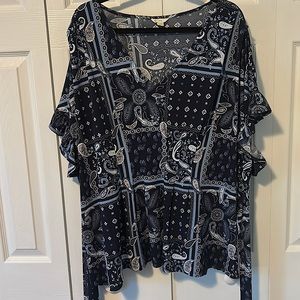 Blue Babydoll style top.